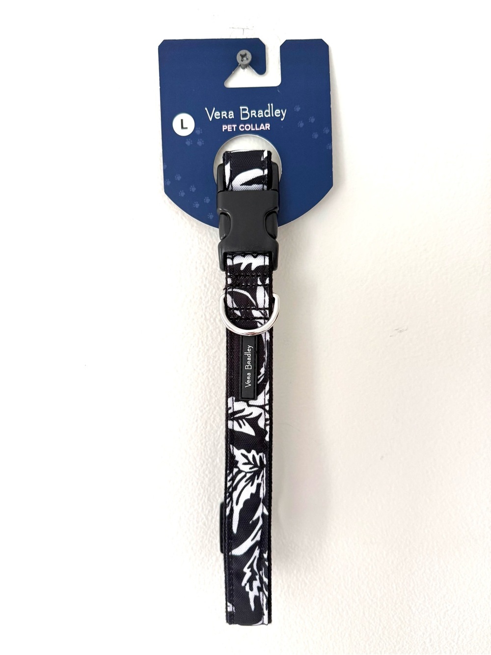 Vera Bradley Black & White Floral Adjustable Pet Collar - Large Retired NIP